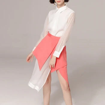 Spring Summer 2019 Fashion Small Turn-lapel Long Organza Shirt + High Waist Colour Irregular Skirt Suit Women's Dress Suits
Spring Summer 2019 Fashion Small Turn-lapel Long Organza Shirt + High Waist Colour Irregular Skirt Suit Women's Dress Suits