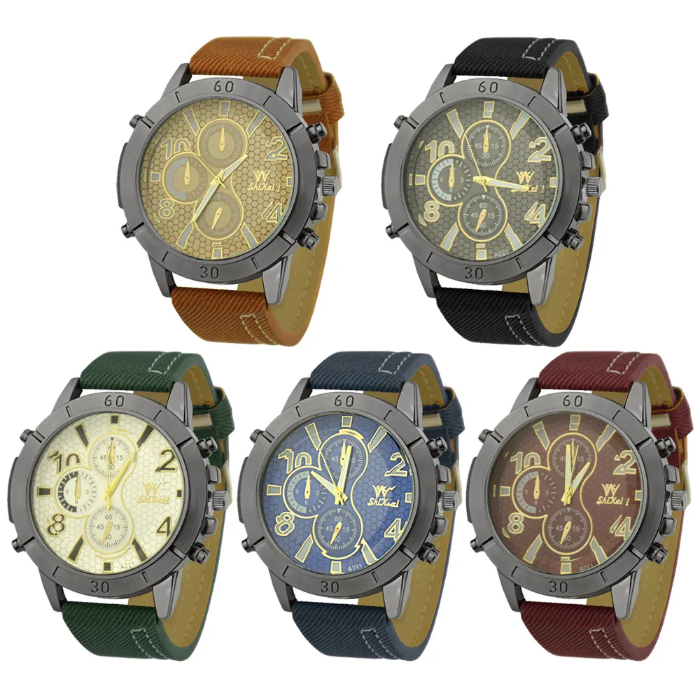 Фото Высококачественные модные часы в стиле ретро мужские кварцевые наручные