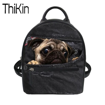 THIKIN Small Women Backpack Zipper PU Leather Bag for Teenager Girls Schoolbag Bagpack Denim Pug Cat Dag Printing Backpack New
THIKIN Small Women Backpack Zipper PU Leather Bag for Teenager Girls Schoolbag Bagpack Denim Pug Cat Dag Printing Backpack New