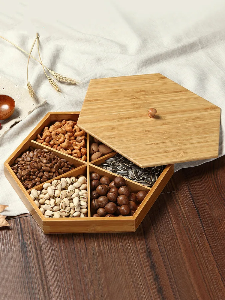 Creative bamboo Home storage box Desktop storage organization Partition With lid living room Household nut Snack plate Candy box
Creative bamboo Home storage box Desktop storage organization Partition With lid living room Household nut Snack plate Candy box