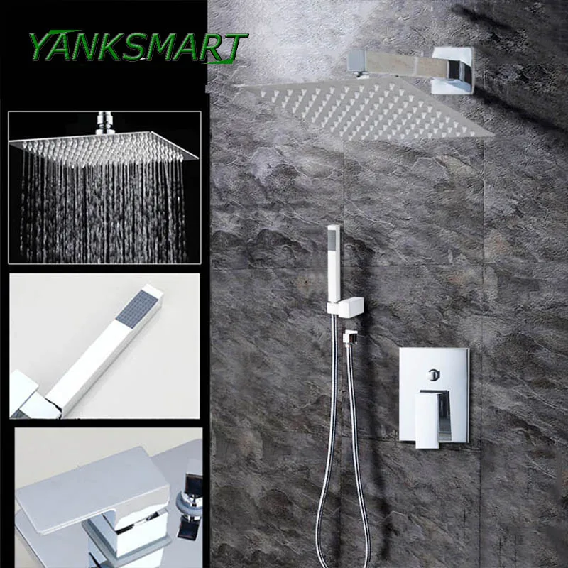 Насадка для душа от дождя ванны YANKSMART полированная настенная поворотная панель