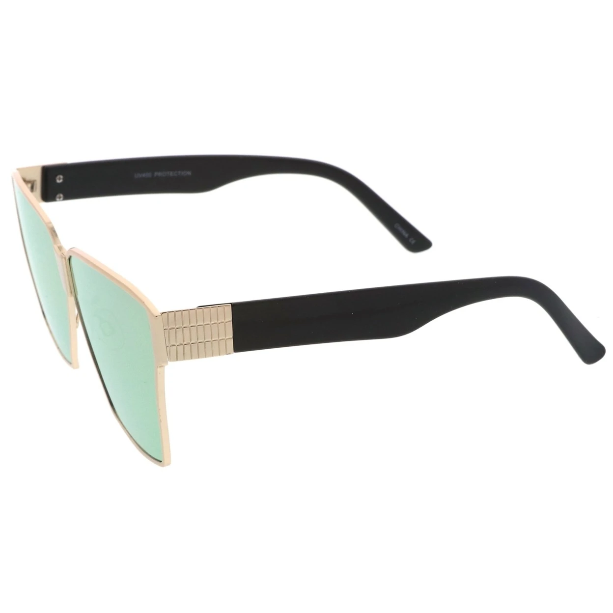 Oversize Metal Accent Horn Rimmed Colored Mirror Flat Lens Square Sunglasses 63mm (2)