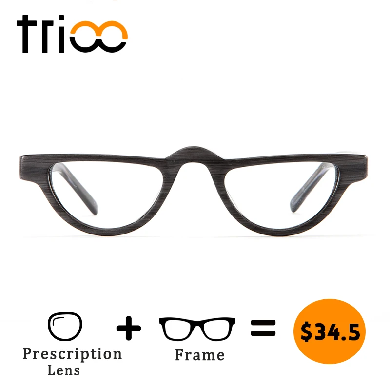 TRIOO Unique Design Wooden Style Retro Glasses Small Half Frame Prescription Minus Glasses Graduate Myopia High Fashion Eyewear
TRIOO Unique Design Wooden Style Retro Glasses Small Half Frame Prescription Minus Glasses Graduate Myopia High Fashion Eyewear