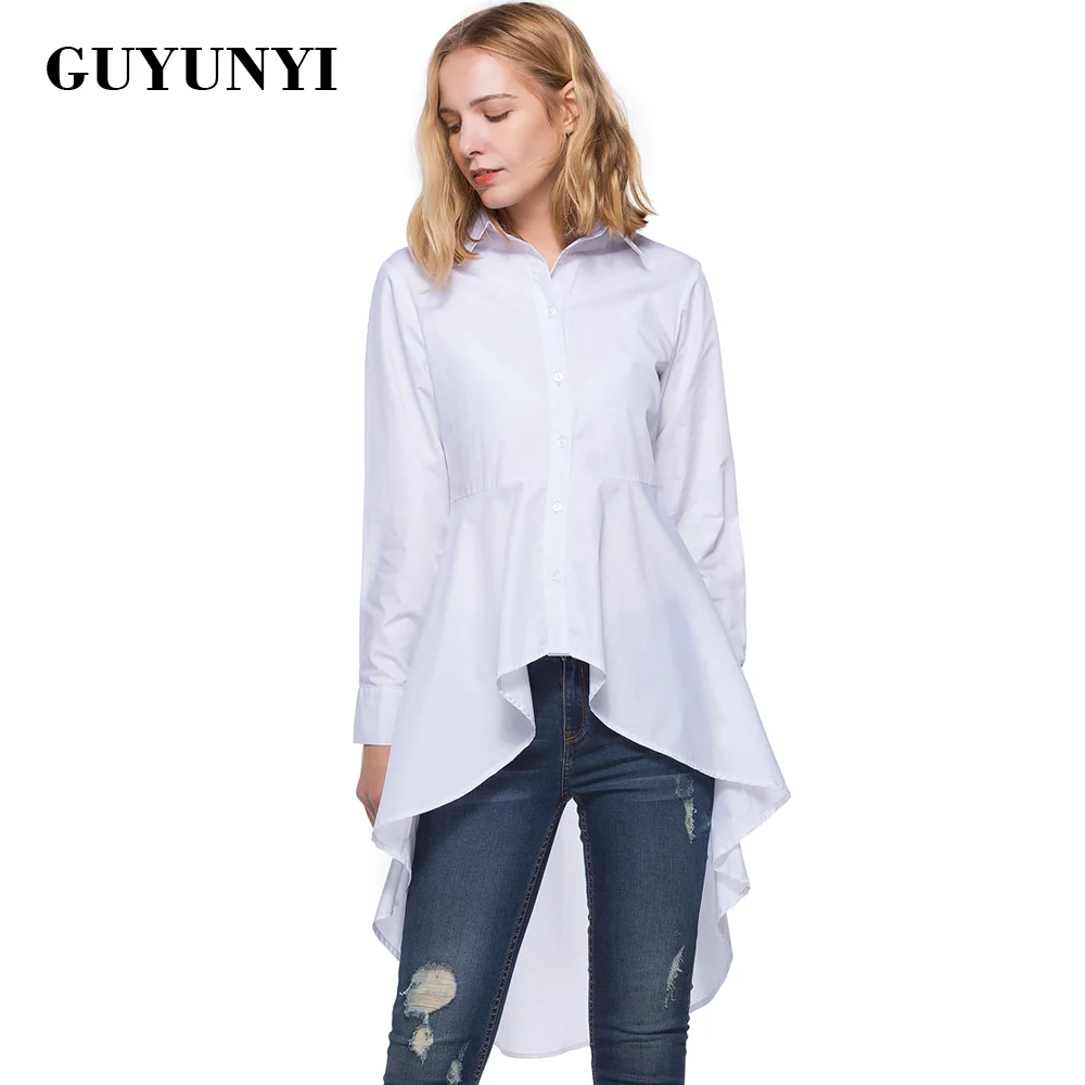GUYUNYI White Blouse Shirt Women New Fashion Blusas Office Ladies Spring Long Sleeve Lapel High Low Hem Asymmetrical Top Y186
GUYUNYI White Blouse Shirt Women New Fashion Blusas Office Ladies Spring Long Sleeve Lapel High Low Hem Asymmetrical Top Y186