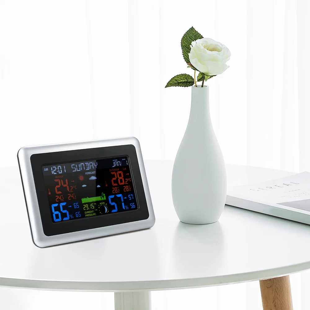 Wireless Weather Station Color LCD Weather Forecast Clock Indoor Outdoor Thermometer Hygrometer Barometer with Backlight
Wireless Weather Station Color LCD Weather Forecast Clock Indoor Outdoor Thermometer Hygrometer Barometer with Backlight