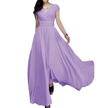 High Waist Chiffon Dress Women V Neck Short Sleeves Pleated Swing Maxi Long Dress Wedding Party Gown Dress Women
High Waist Chiffon Dress Women V Neck Short Sleeves Pleated Swing Maxi Long Dress Wedding Party Gown Dress Women