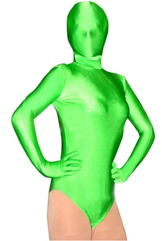 

(AL940) Green Shiny Lycra Spandex Tights Unisex Fetish Zentai Leotard Catsuit Second skin Fetish Zentai Wear