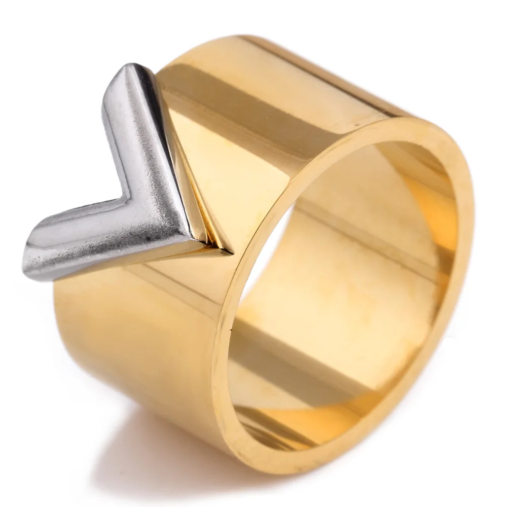 Fashion Party Rings Gold Color Titanium Stainless Steel Letter V Rings for Men Women Jewelry
Fashion Party Rings Gold Color Titanium Stainless Steel Letter V Rings for Men Women Jewelry