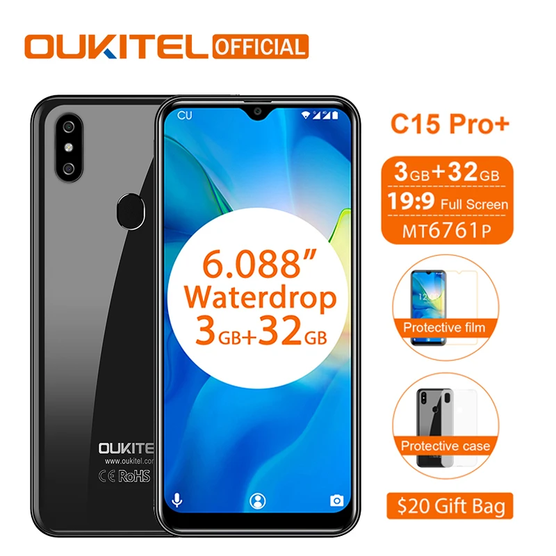 OUKITEL C15 Pro 6.088"19:9 WaterDrop Android 9.0 Mobile Phone 3GB 32GB MT6761 Quad Core 4G LTE Smartphone 2.4G/5G WiFi Face ID
OUKITEL C15 Pro 6.088"19:9 WaterDrop Android 9.0 Mobile Phone 3GB 32GB MT6761 Quad Core 4G LTE Smartphone 2.4G/5G WiFi Face ID