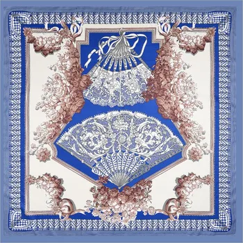POBING 100% Silk Scarf Women Large Shawls Retro Fan Print Stoles Square Bandana Luxury Melt Kerchief Scarf Female Foulards 130CM
POBING 100% Silk Scarf Women Large Shawls Retro Fan Print Stoles Square Bandana Luxury Melt Kerchief Scarf Female Foulards 130CM