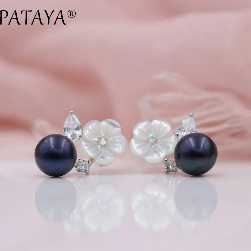 PATAYA New 925 Silver Needles Women True White Gold Black Natural Pearls Earrings Flower Shell Pearls Wedding Jewelry 3 Colors
PATAYA New 925 Silver Needles Women True White Gold Black Natural Pearls Earrings Flower Shell Pearls Wedding Jewelry 3 Colors