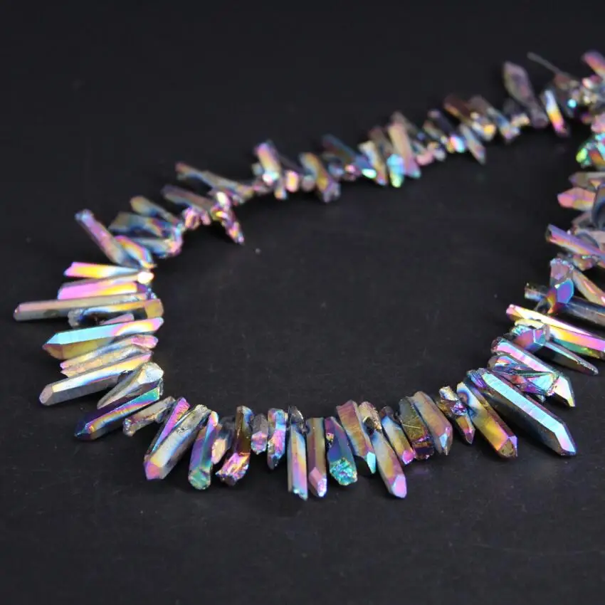 15.5"strand Titanium Rainbow Raw Crystal Quartz Top Drilled Point Loose Beads,Natural Crystal Stick Pendants DIY Jewelry Making
15.5"strand Titanium Rainbow Raw Crystal Quartz Top Drilled Point Loose Beads,Natural Crystal Stick Pendants DIY Jewelry Making
