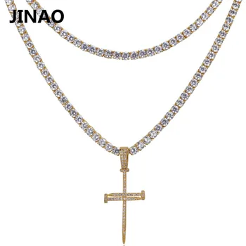 JINAO Nail Cross Pendant Necklace All Iced Out Micro Pave CZ Stones 2 Different Size Tennis Chains Pendant Necklaces. Best Gift
JINAO Nail Cross Pendant Necklace All Iced Out Micro Pave CZ Stones 2 Different Size Tennis Chains Pendant Necklaces. Best Gift