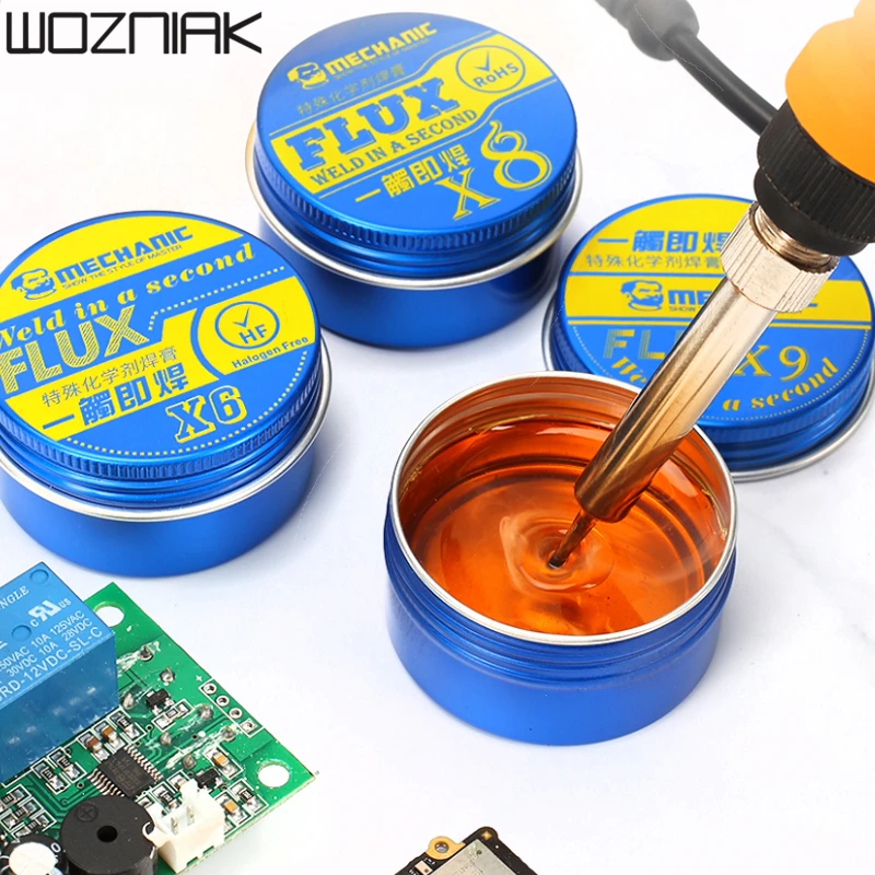 MECHANIC X6 X8 X9 Rosin Flux Solder Paste BGA PCB PGA SMD Soldering Paste Flux For Electric Soldering Iron Welding Fluxes
MECHANIC X6 X8 X9 Rosin Flux Solder Paste BGA PCB PGA SMD Soldering Paste Flux For Electric Soldering Iron Welding Fluxes