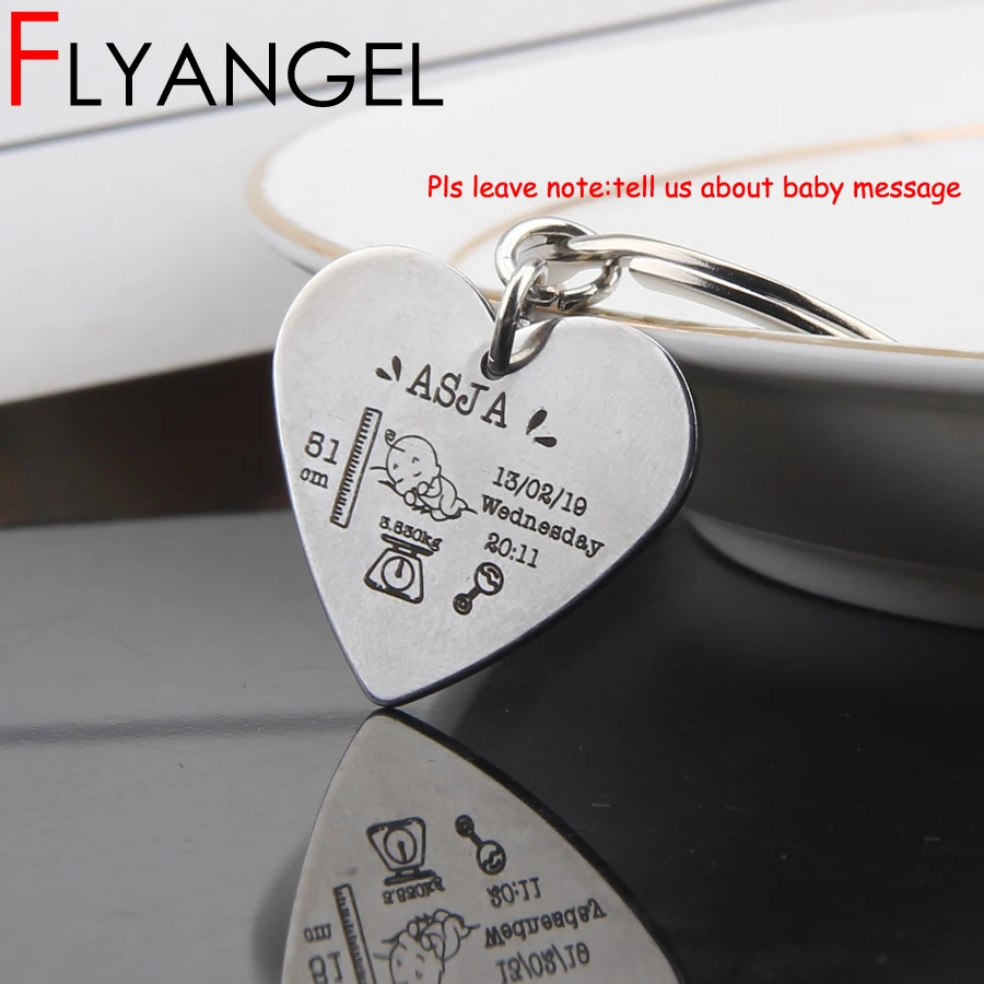 FLYANGEL Customized Keychain Baby Birth Stats Heart Style Keyring Gifts For New Dad New Mother Gifts Baby Jewelry Key Tag
FLYANGEL Customized Keychain Baby Birth Stats Heart Style Keyring Gifts For New Dad New Mother Gifts Baby Jewelry Key Tag