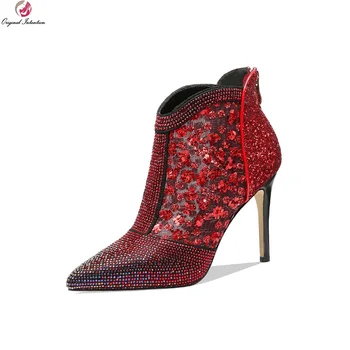 Original Intention Super Fashion Women Ankle Boots Rhinestone Pointed Toe Thin Heels Blue Red Shoes Woman Size 3-9
Original Intention Super Fashion Women Ankle Boots Rhinestone Pointed Toe Thin Heels Blue Red Shoes Woman Size 3-9