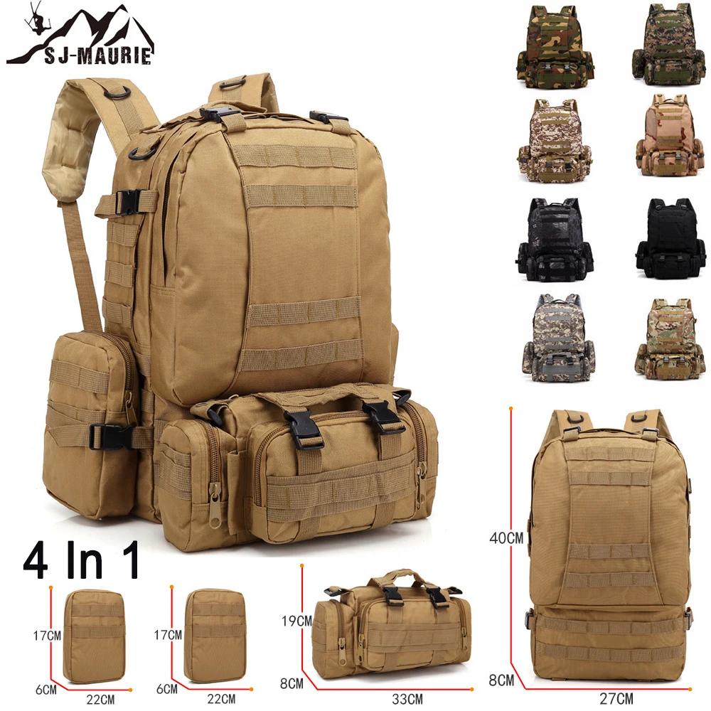 55L Poche Molle Hunting Backpack Waterproof Outdoor Military Tactical Rucksacks Backpacks for Hunting Hiking Army Bag 4 In 1
55L Poche Molle Hunting Backpack Waterproof Outdoor Military Tactical Rucksacks Backpacks for Hunting Hiking Army Bag 4 In 1