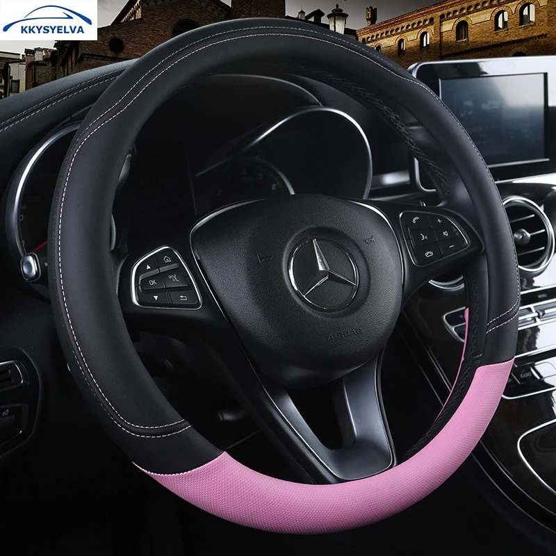 KKYSYELVA Leather Auto Car Steering Wheel Cover 38CM/15'' Anti-catch Holder Protector Interior Accessories
KKYSYELVA Leather Auto Car Steering Wheel Cover 38CM/15'' Anti-catch Holder Protector Interior Accessories