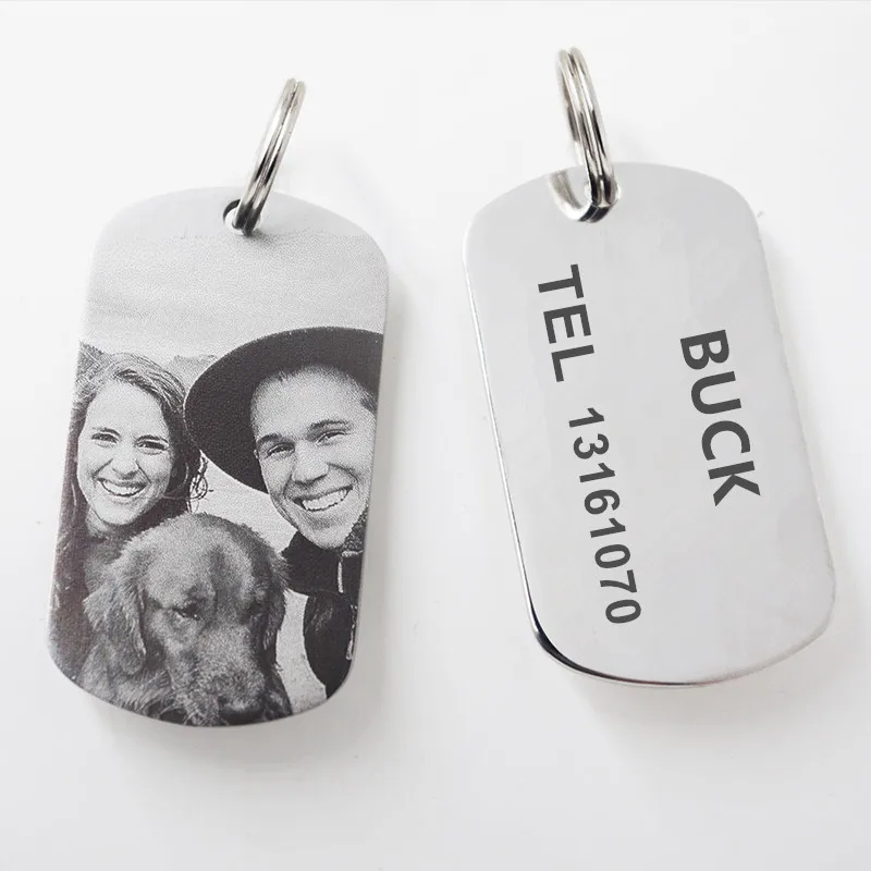 

Stainless Steel Custom Dog ID Tag for Dog Collar Accessories Pet ID Tags Personalized Dog Picture Telephone Name Tag Engraved