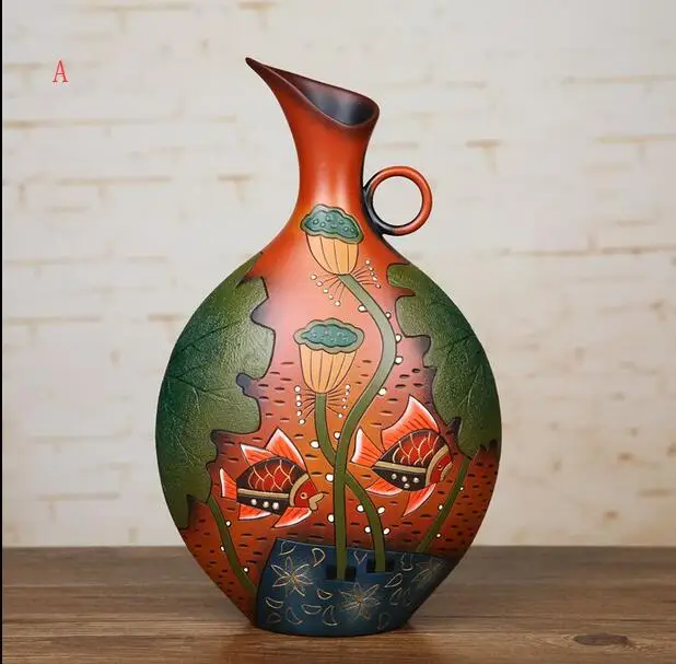 37CM Chinese style living room vase wine cabinet decoration creative painted pottery art decoration
37CM Chinese style living room vase wine cabinet decoration creative painted pottery art decoration