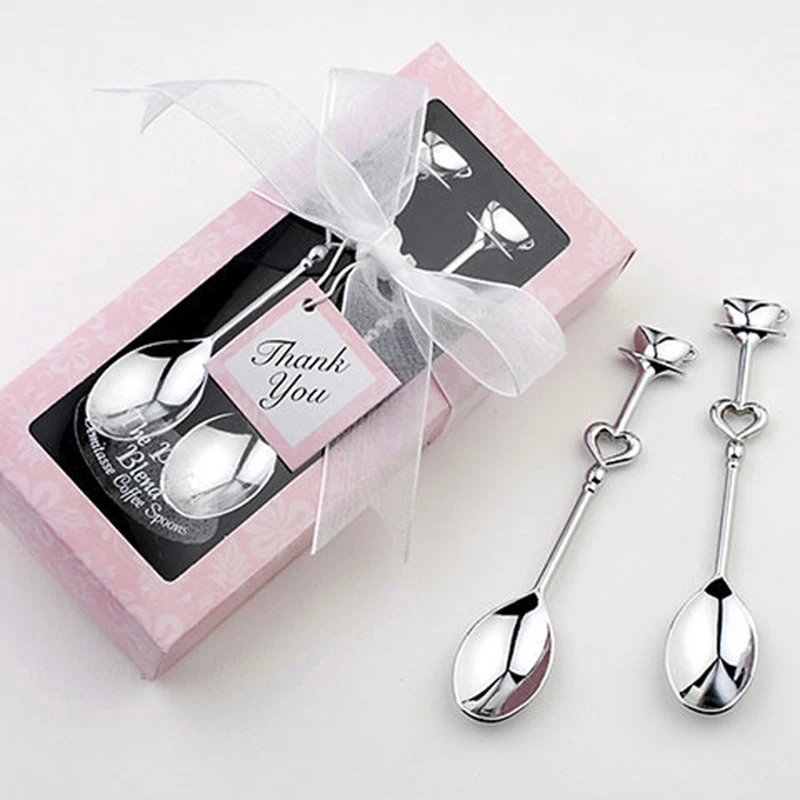 

1 Pair Love Tea Coffee Drinking Stainless Steel Spoon Teaspoon Bridal Shower Wedding Bridal Party Favors Lover Valentine's Gift