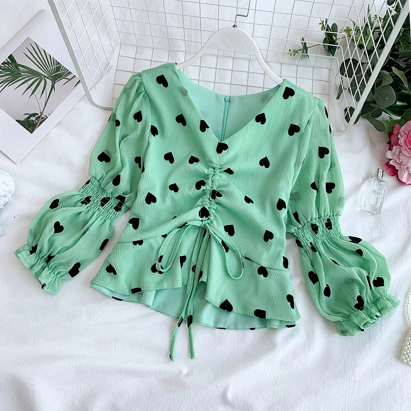 2019 Summer 3/4 Sleeve Women Heart Print Shirts Lady Summer Heart Chiffon Tops Woman Short Chiffon Blouses
2019 Summer 3/4 Sleeve Women Heart Print Shirts Lady Summer Heart Chiffon Tops Woman Short Chiffon Blouses