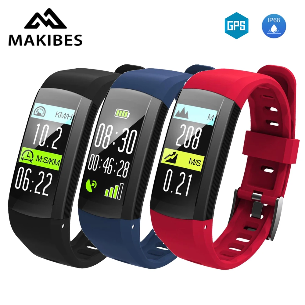 

[STOCK] Makibes G04 GPS Smart Bracelet 0.96 Inch TFT Color Screen IP68 Waterproof Smart band Heart Rate Monitor fitness tracker