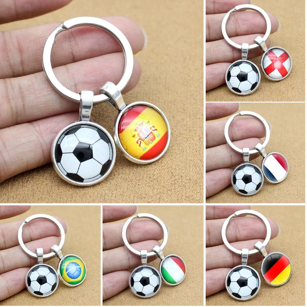 

New 2018 World Cup Football Keychain Russia Germany Brazil Argentina France Spain England Portugal Flag Soccer Keyring Souvenir