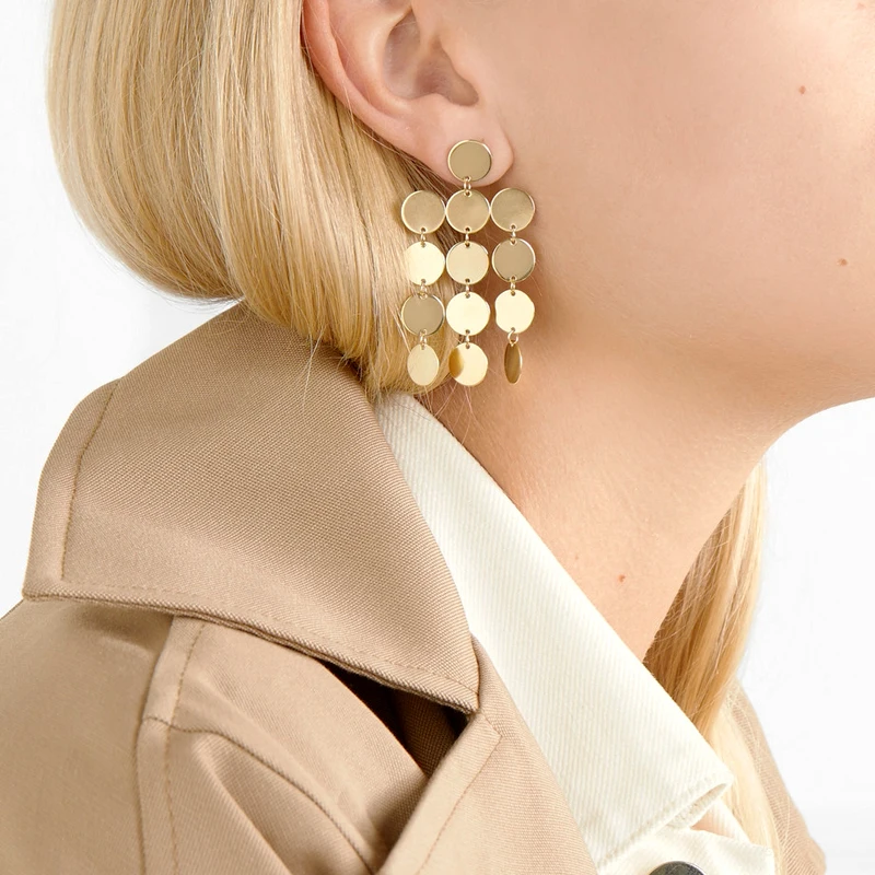 Trendy Punk Multi-layer Round Metal Dangle Earring Gold Coin Long Tassel Pendant Bijoux Fashion Party Jewelry Gifts For Women
Trendy Punk Multi-layer Round Metal Dangle Earring Gold Coin Long Tassel Pendant Bijoux Fashion Party Jewelry Gifts For Women