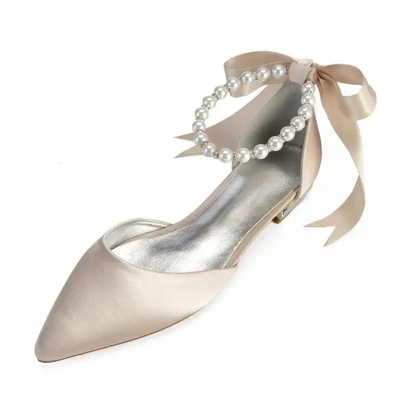silver flat evening shoes