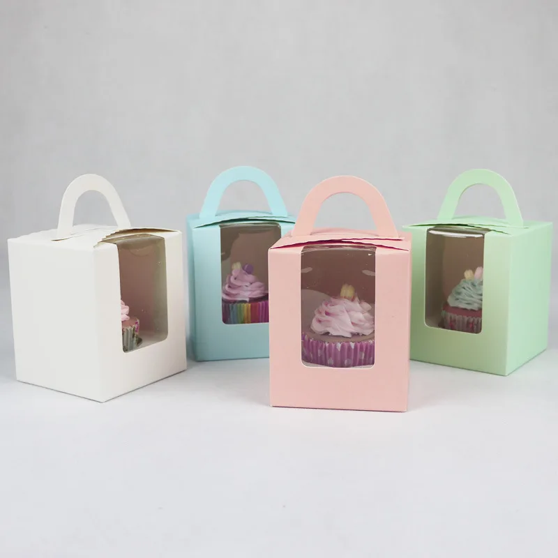 5 Colors Single Cupcake Box with Window & Handle Macaron Box Mousse Cake Box Baking Packaging
5 Colors Single Cupcake Box with Window & Handle Macaron Box Mousse Cake Box Baking Packaging