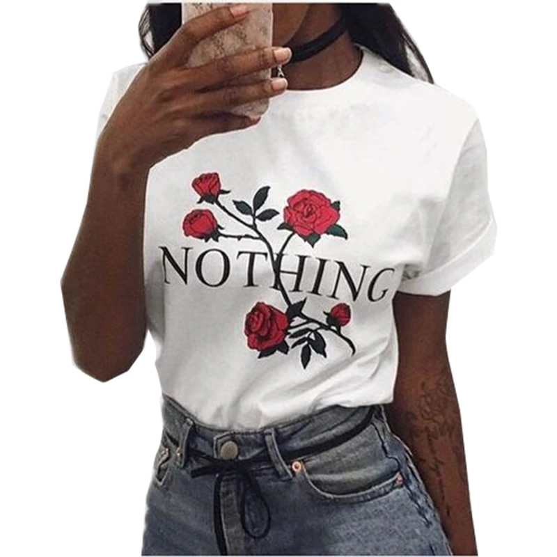 New women t shirt 2018 Summer short sleeve Europe and American Rose Flower Letter Print T-Shirt womens tops vestidos YQHSY0402
New women t shirt 2018 Summer short sleeve Europe and American Rose Flower Letter Print T-Shirt womens tops vestidos YQHSY0402