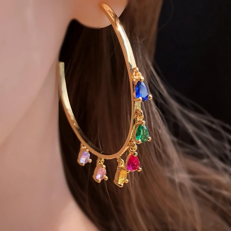 Big Circle Round Hoop Earrings small Water drop colorful Zirconia Pendant For Women Gold Color Piercing Fashion Earrings Jewelry
Big Circle Round Hoop Earrings small Water drop colorful Zirconia Pendant For Women Gold Color Piercing Fashion Earrings Jewelry