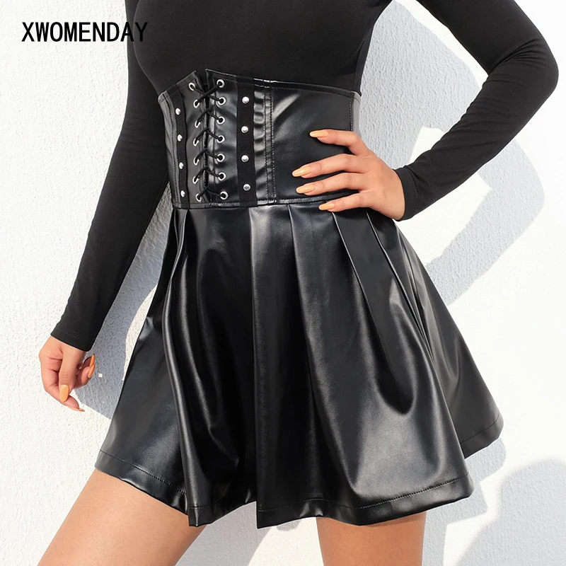 Black Pu Leather Sexy Mini Skirt High Waist Ladies Zipper Lace Up Pleated Skirts Korean Style Women Skirts Fashion 2019 Casual
Black Pu Leather Sexy Mini Skirt High Waist Ladies Zipper Lace Up Pleated Skirts Korean Style Women Skirts Fashion 2019 Casual