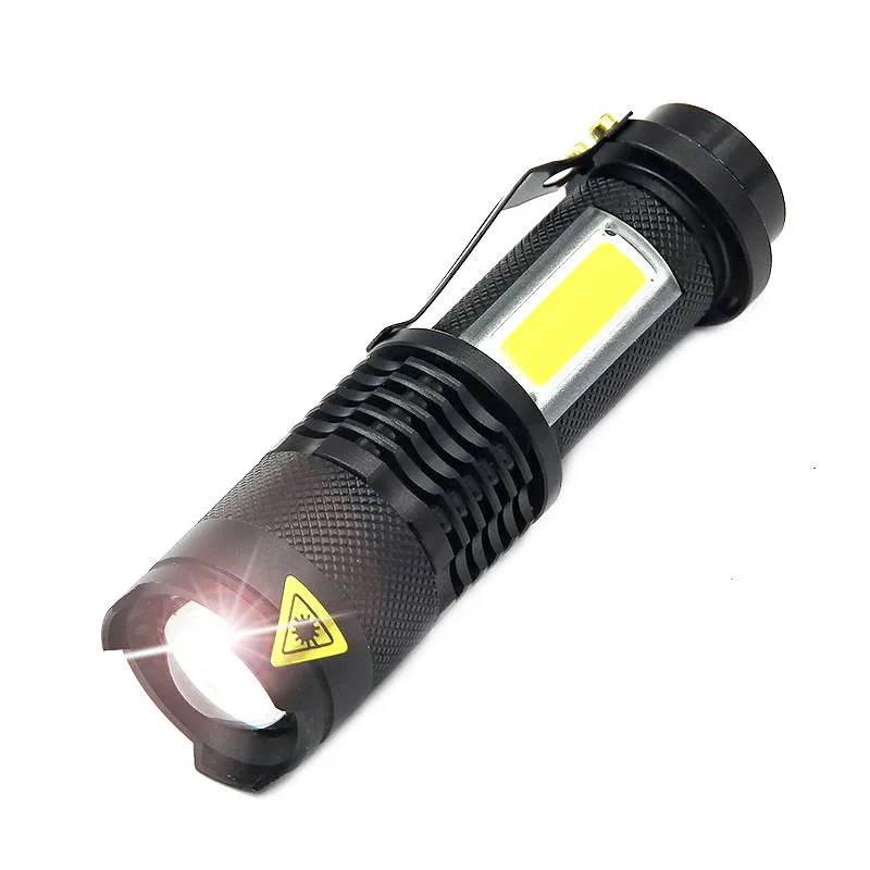 

3800LM XML-Q5+COB LED Flashlight Portable Mini ZOOM torchflashlight Use AA 14500 Battery Waterproof in life Lighting lantern