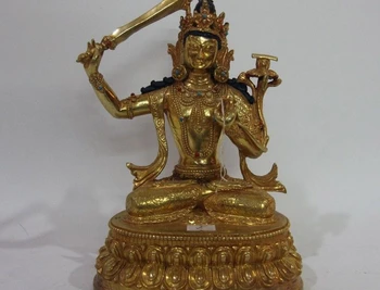 Tibet temple Bronze Copper 24K Gold Gilt Bodhisattva Manjusri Manjushri kwan-Yin
Tibet temple Bronze Copper 24K Gold Gilt Bodhisattva Manjusri Manjushri kwan-Yin