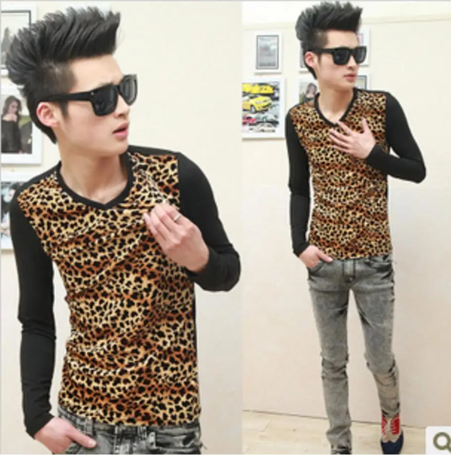 S-4XL 2017 New men's clothing fashion Retro Leopard splice long sleeved t-shirt costume plus size costumes
S-4XL 2017 New men's clothing fashion Retro Leopard splice long sleeved t-shirt costume plus size costumes