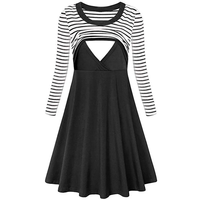 Maternity clothes 2019 new Women's Stripe Long Sleeve Flare Maternity Breastfeeding Nursing Dress #4A30
Maternity clothes 2019 new Women's Stripe Long Sleeve Flare Maternity Breastfeeding Nursing Dress #4A30