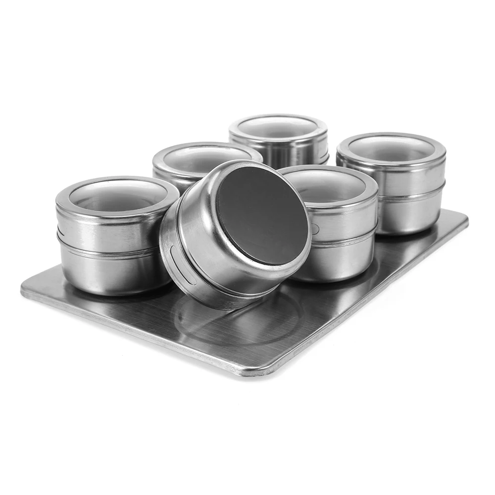 Useful 6pcs Stainless Steel Magnetic Seasoning Pot Cruet Condiments Spice Rack Pots Set For Spice Pepper Shakers Kitchen Tools
Useful 6pcs Stainless Steel Magnetic Seasoning Pot Cruet Condiments Spice Rack Pots Set For Spice Pepper Shakers Kitchen Tools
