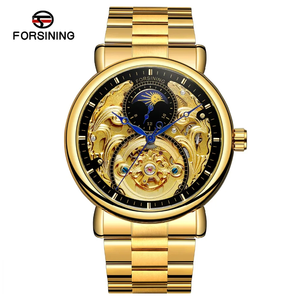 2019 New FORSINING Tourbillon Watch Top Luxury Brand Gold Tone Moon Phase Mechanical Watches Men Sun Starry Sky Automatic Watch
2019 New FORSINING Tourbillon Watch Top Luxury Brand Gold Tone Moon Phase Mechanical Watches Men Sun Starry Sky Automatic Watch