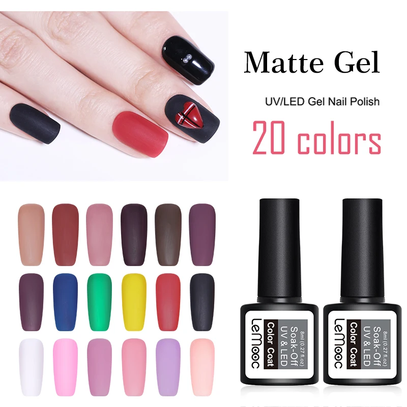 LEMOOC 8ml Matte Color UV Gel Nail Polish Semi Permanent Soak Off UV Gel Varnish Nail Art Gel Paint for Nails Manicure Design
LEMOOC 8ml Matte Color UV Gel Nail Polish Semi Permanent Soak Off UV Gel Varnish Nail Art Gel Paint for Nails Manicure Design
