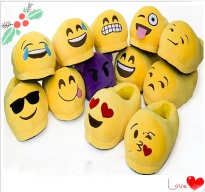 

13 Styles Winter Emoji Thick Plush Slippers Indoor Cartoon Emoji Smiley Emoticon Plush Adult Slippers Warm Gifts