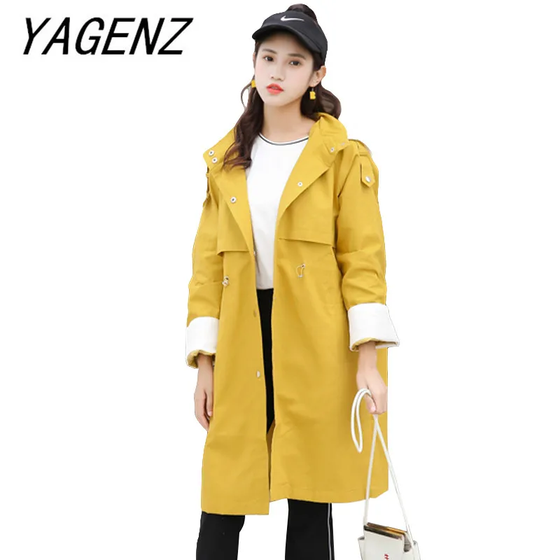 Spring Autumn Women Windbreaker Loose Casual Spliced long Overcoat single-breasted women's hooded Trench Coat student clothing
Spring Autumn Women Windbreaker Loose Casual Spliced long Overcoat single-breasted women's hooded Trench Coat student clothing