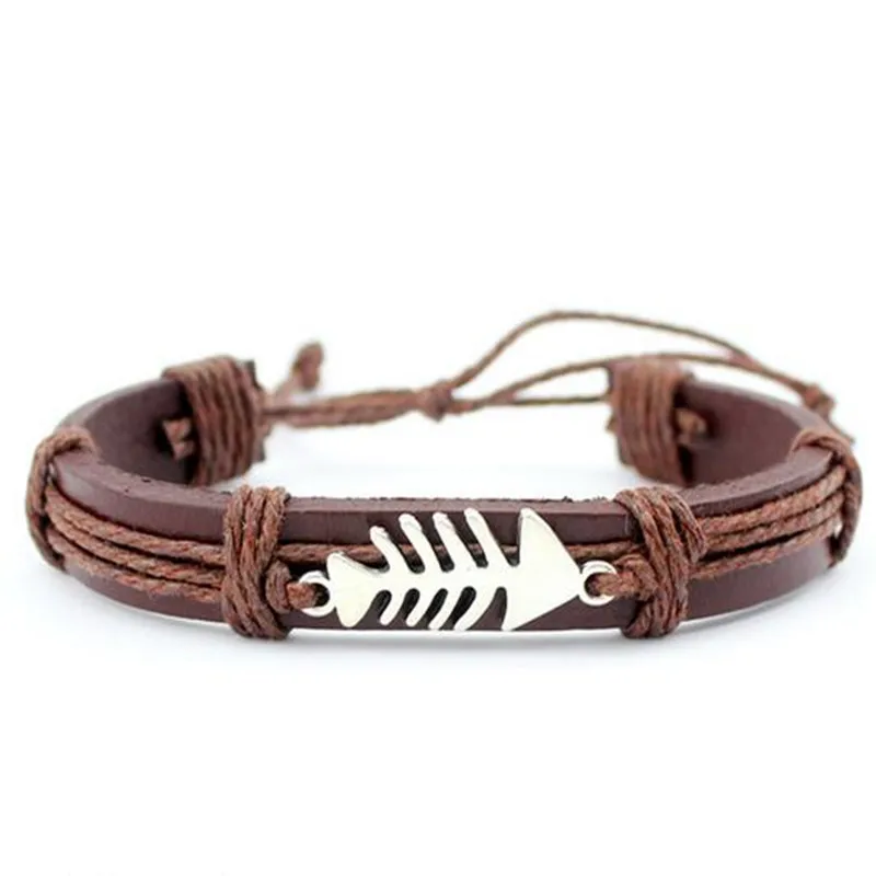 Hot Selling Silver Fish Charm Leather Bracelet Adjustable Leather Cuff Bracelet For Men and Women Friendship Bracelets 10pcs/lot
Hot Selling Silver Fish Charm Leather Bracelet Adjustable Leather Cuff Bracelet For Men and Women Friendship Bracelets 10pcs/lot
