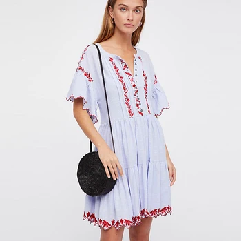 TEELYNN Boho mini dress 2018 cotton floral Embroidery short sleeve loose party summer dress Casual dresses short women dress
TEELYNN Boho mini dress 2018 cotton floral Embroidery short sleeve loose party summer dress Casual dresses short women dress