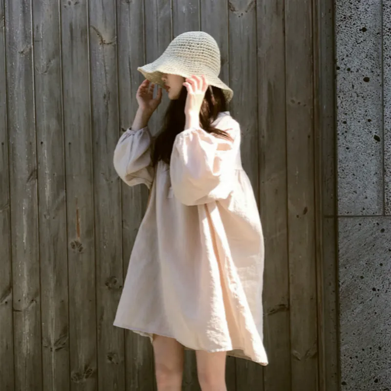 Women Summer Cotton Linen Mini Shirt Dress V-neck Short Vestidos Single Breasted Loose Plus Size Pink Robe Femme Jurken Sundress
Women Summer Cotton Linen Mini Shirt Dress V-neck Short Vestidos Single Breasted Loose Plus Size Pink Robe Femme Jurken Sundress