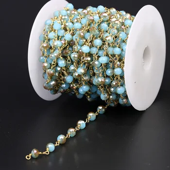 HanKun 4*6mm Blue&Coffee Double Color Faceted Rondelle Crystal Beads with Brass wire wrapped Rosary-Stone Bead Chain Necklace
HanKun 4*6mm Blue&Coffee Double Color Faceted Rondelle Crystal Beads with Brass wire wrapped Rosary-Stone Bead Chain Necklace
