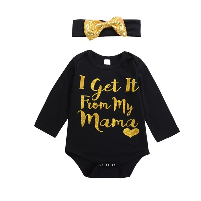 NewBorn Infant Kid Baby Girls Meisje Romper Letter Print Mama Jumpsuit Headband Outfit Black Clothes
NewBorn Infant Kid Baby Girls Meisje Romper Letter Print Mama Jumpsuit Headband Outfit Black Clothes