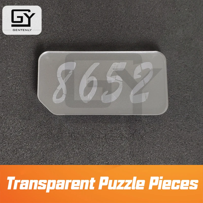 Transparent Puzzle Pieces escape room prop collect 4 pieces and stack them on top of each other to make clues appear GENTENLY
Transparent Puzzle Pieces escape room prop collect 4 pieces and stack them on top of each other to make clues appear GENTENLY