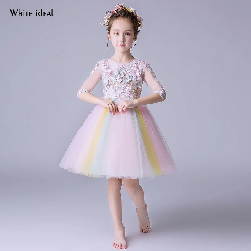 Pageant Dresses for Girls Elegant Flower Girl Rainbow Color Dresses Pink Aplique Flowers Gown for Weddings
Pageant Dresses for Girls Elegant Flower Girl Rainbow Color Dresses Pink Aplique Flowers Gown for Weddings